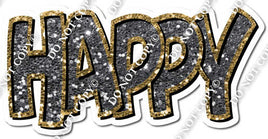 Split 23.5 - Silver & Gold Sparkle Happy Birthday