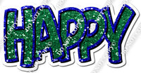 Split 35 - Blue & Green Sparkle Happy Birthday
