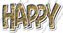 Split 35 - White & Gold Happy Birthday