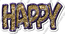 Split 23.5 - Gold & Purple Sparkle Happy Birthday