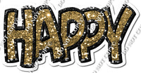 Split 23.5 - Black & Gold Happy Birthday