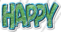 Split 35 - Lime & Caribbean Sparkle Happy Birthday
