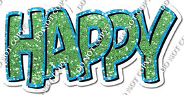Split 35 - Lime & Caribbean Sparkle Happy Birthday