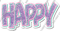Split 35 - Mint, Lavender & Baby Pink Sparkle Happy Birthday