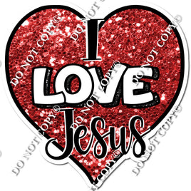 Red Sparkle I Love Jesus Heart