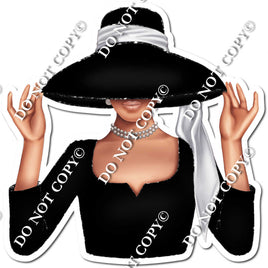 Black - Light Skin Tone Woman in Fancy Hat