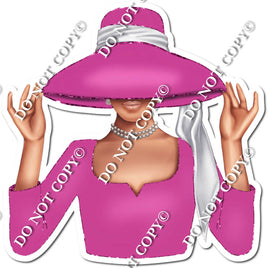 Hot Pink - Light Skin Tone Woman in Fancy Hat