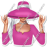 Hot Pink - Light Skin Tone Woman in Fancy Hat w/ Variants
