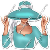 Teal - Light Skin Tone Woman in Fancy Hat w/ Variants