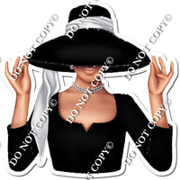 Black - Light Skin Tone Woman in Fancy Hat w/ Variants