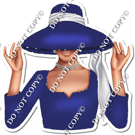 Navy Blue - Light Skin Tone Woman in Fancy Hat w/ Variants