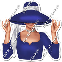 Navy Blue - Light Skin Tone Woman in Fancy Hat w/ Variants