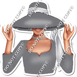 Grey - Light Skin Tone Woman in Fancy Hat w/ Variants