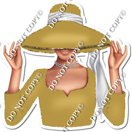 Gold - Light Skin Tone Woman in Fancy Hat w/ Variants
