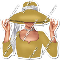 Gold - Light Skin Tone Woman in Fancy Hat w/ Variants