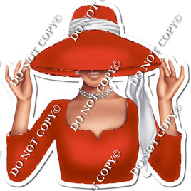 Red - Light Skin Tone Woman in Fancy Hat w/ Variants