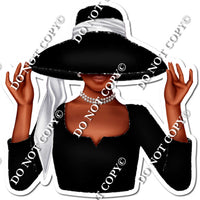Black - Dark Skin Tone Woman in Fancy Hat w/ Variants