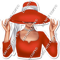 Red - Light Skin Tone Woman in Fancy Hat w/ Variants