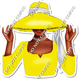 Yellow - Dark Skin Tone Woman in Fancy Hat w/ Variants