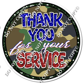 Camo / Sparkle Blue & Red- Thank you for your service - Statement w/ Variants
