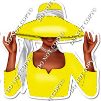 Yellow - Dark Skin Tone Woman in Fancy Hat w/ Variants