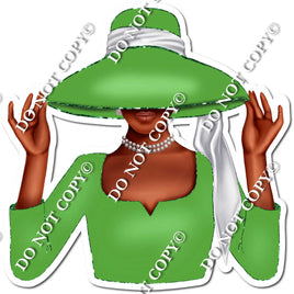 Green - Dark Skin Tone Woman in Fancy Hat w/ Variants