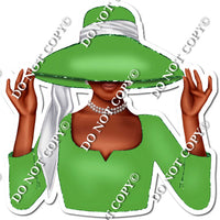 Green - Dark Skin Tone Woman in Fancy Hat w/ Variants