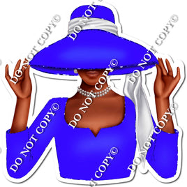 Blue - Dark Skin Tone Woman in Fancy Hat w/ Variants