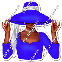 Blue - Dark Skin Tone Woman in Fancy Hat w/ Variants