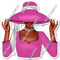 Hot Pink - Dark Skin Tone Woman in Fancy Hat w/ Variants