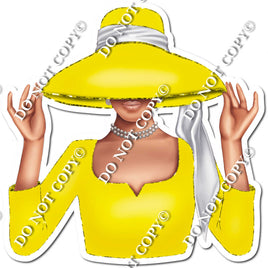 Yellow - Light Skin Tone Woman in Fancy Hat w/ Variants