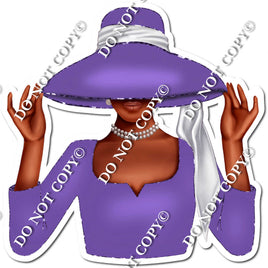 Purple - Dark Skin Tone Woman in Fancy Hat w/ Variants