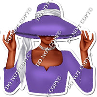 Purple - Dark Skin Tone Woman in Fancy Hat w/ Variants