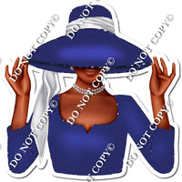 Navy Blue - Dark Skin Tone Woman in Fancy Hat w/ Variants