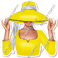 Yellow - Light Skin Tone Woman in Fancy Hat w/ Variants