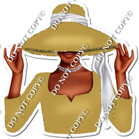 Gold - Dark Skin Tone Woman in Fancy Hat w/ Variants