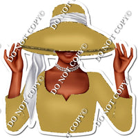 Gold - Dark Skin Tone Woman in Fancy Hat w/ Variants