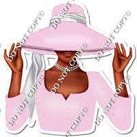 Baby Pink - Dark Skin Tone Woman in Fancy Hat w/ Variants