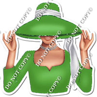 Green - Light Skin Tone Woman in Fancy Hat w/ Variants