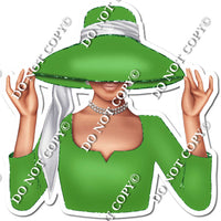 Green - Light Skin Tone Woman in Fancy Hat w/ Variants