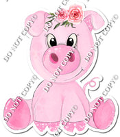 Pink Pig with Flower Crown Sitting w/ Variants