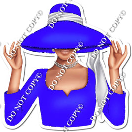 Blue - Light Skin Tone Woman in Fancy Hat