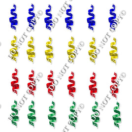 24 pc Sparkle - Blue, Yellow, Red, Green Streamers
