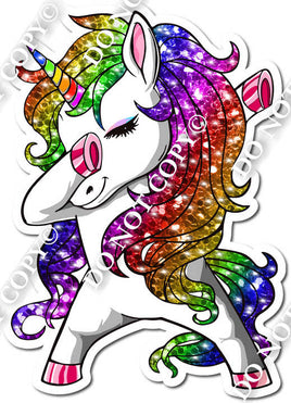 Sparkle Rainbow Unicorn Dabbing Left