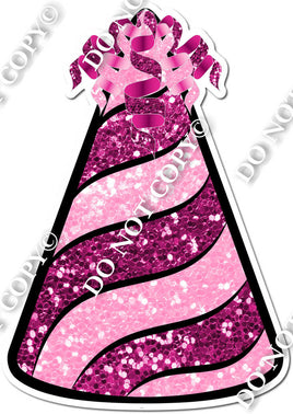 Baby Pink & Hot Pink Sparkle Party Hat w/ Variants