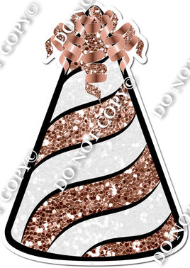 White & Rose Gold Sparkle Party Hat w/ Variants
