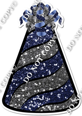 Silver & Navy Blue Sparkle Party Hat w/ Variants