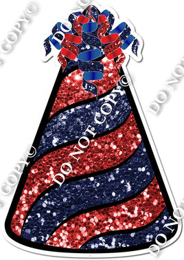 Navy Blue & Red Sparkle Party Hat w/ Variants
