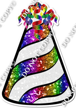 White & Rainbow Sparkle Party Hat w/ Variants