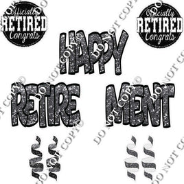 9 pc Silver Happy Retirement Set Theme0813